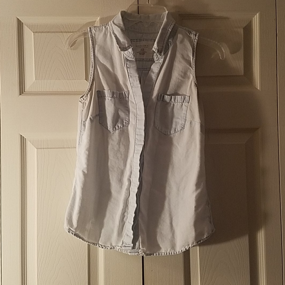 Light Denim Sleeveless Blouse